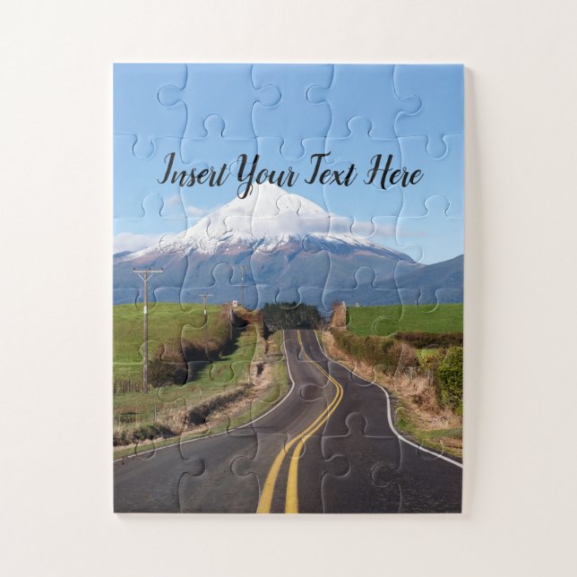 Road into the distance, Mt Taranaki, Straight Road Jigsaw Puzzle (Vertical)