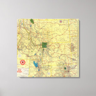 Road map Idaho, Mont, Wyo map Canvas Print