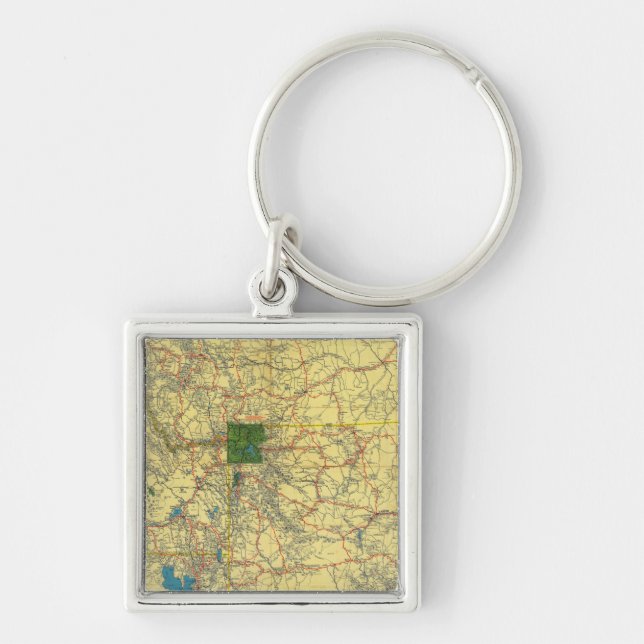 Road map Idaho, Mont, Wyo map Keychain (Front)