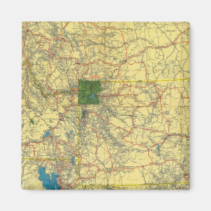 Road map Idaho, Mont, Wyo map Magnet