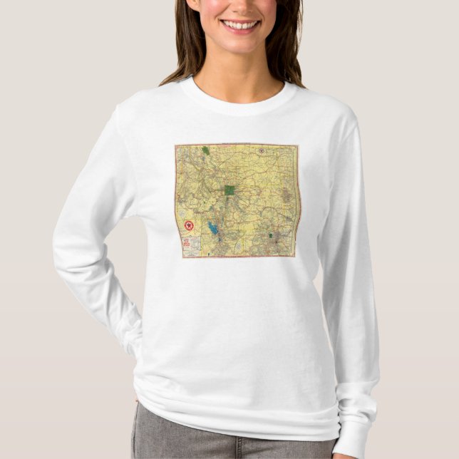 Road map Idaho, Mont, Wyo map T-Shirt (Front)