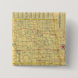 Road map N & S Dakota 2 Inch Square Button