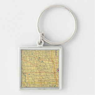Road map N & S Dakota Keychain