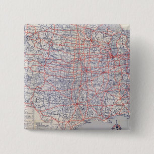 Road map United States 2 Inch Square Button