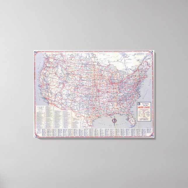 Road map United States Canvas Print (Front)
