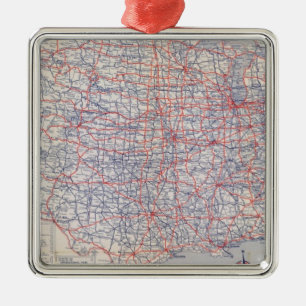 Road map United States Metal Ornament