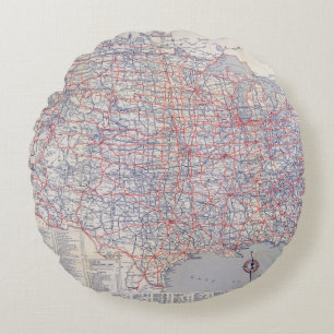 Road map United States Round Pillow
