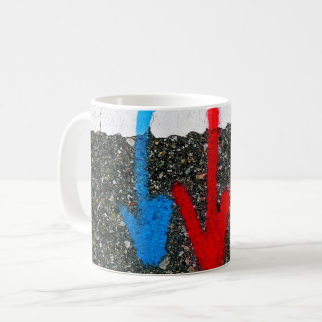 Road Marking Paint - Red Blue Arrows Coffee Mug (Front Left)