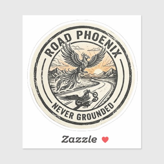 Road Phoenix Never Grounded Biker Decal (Sheet)