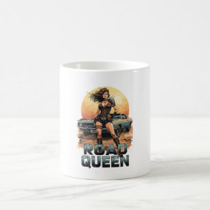 Road Queen – Post-Apocalyptic Pin-Up Warrior Magic Mug