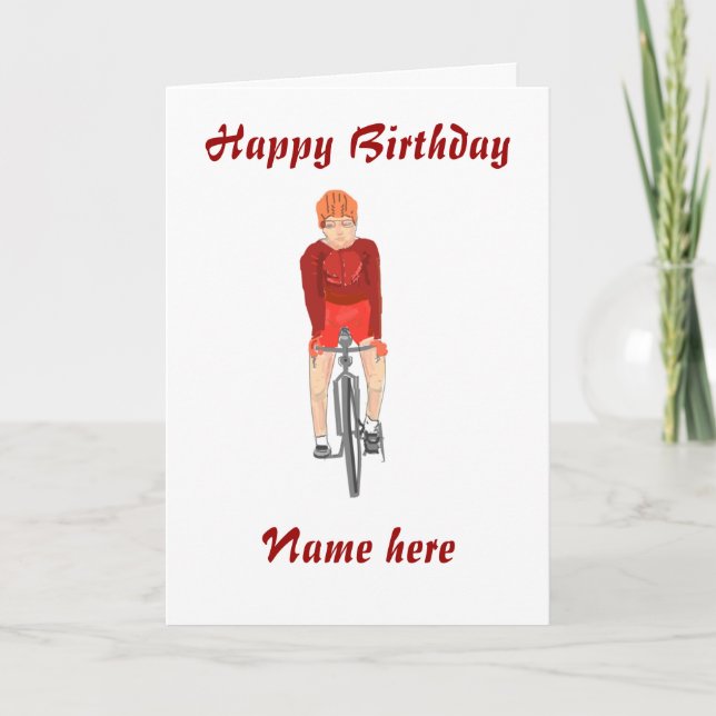 Road Racing Cyclist, man, add name front Card (Front)