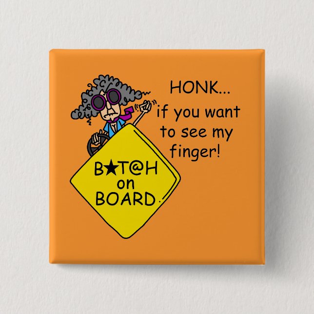 Road Rage Humour 2 Inch Square Button (Front)