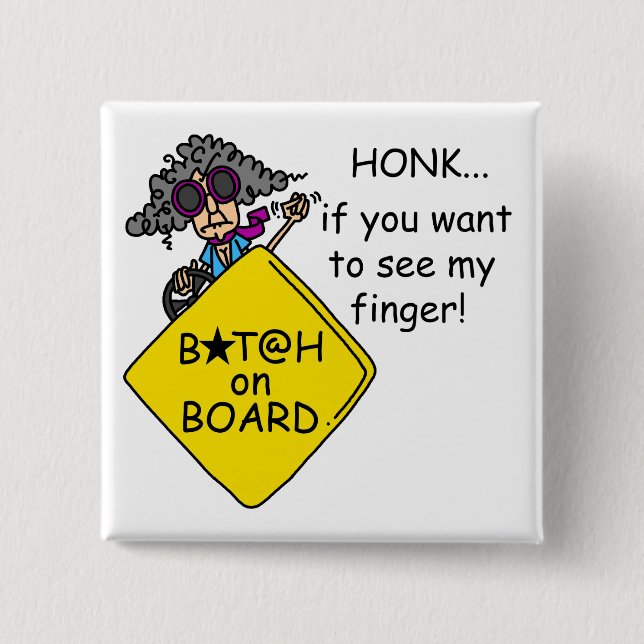 Road Rage Humour 2 Inch Square Button (Front)