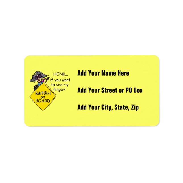 Road Rage Humour Label (Front)