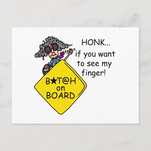Road Rage Humour Postcard (Front)