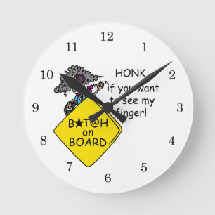 Road Rage Humour Round Clock