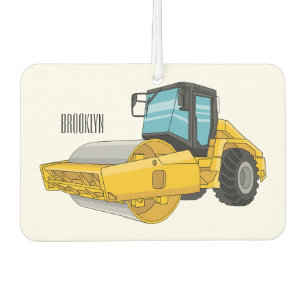 Road roller cartoon illustration air freshener
