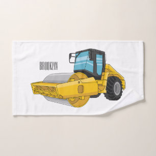 Road roller cartoon illustration bath towel set