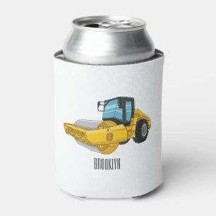 Road roller cartoon illustration can cooler