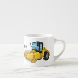 Road roller cartoon illustration espresso cup