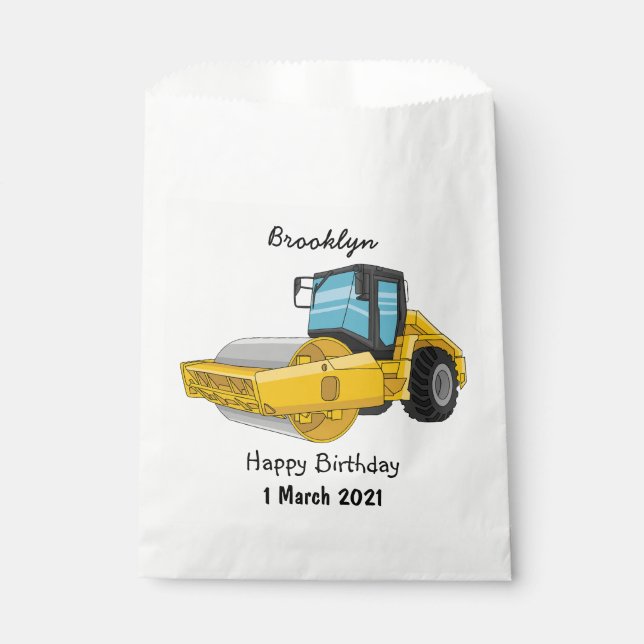 Road roller cartoon illustration favour bag (Front)