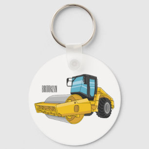 Road roller cartoon illustration keychain