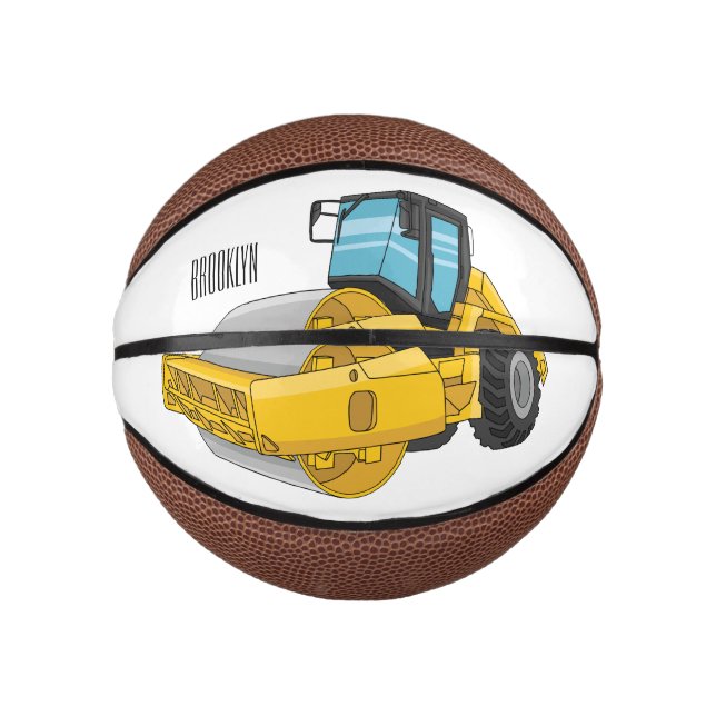 Road roller cartoon illustration mini basketball (Front)