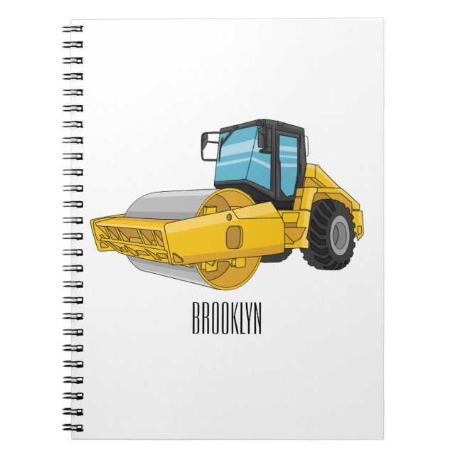 Road roller cartoon illustration notebook (Front)