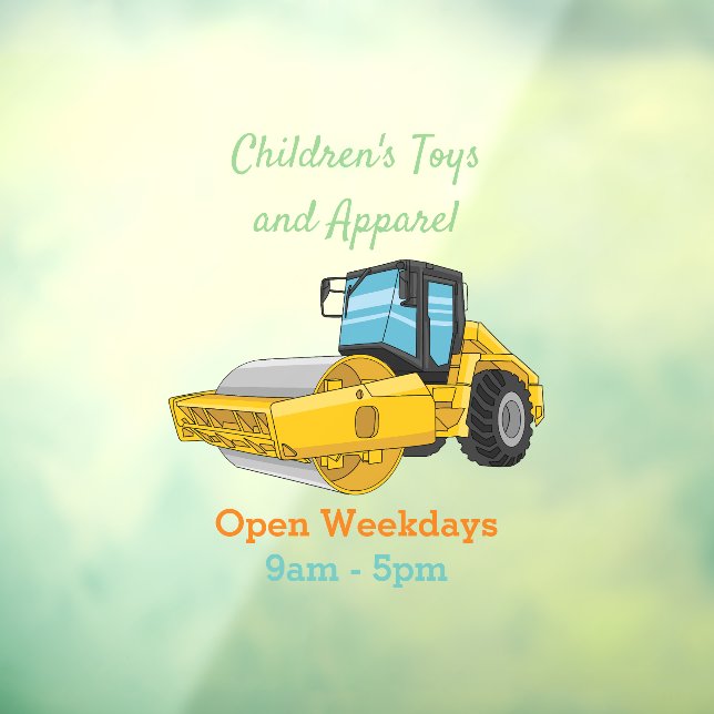Road roller cartoon illustration window cling (Sheet 3)