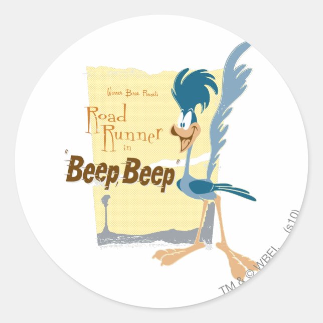 ROAD RUNNER™ BEEP BEEP!™ CLASSIC ROUND STICKER (Front)
