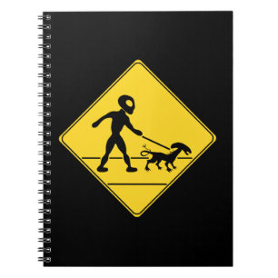 Road Sign- Alien Crossing Notebook