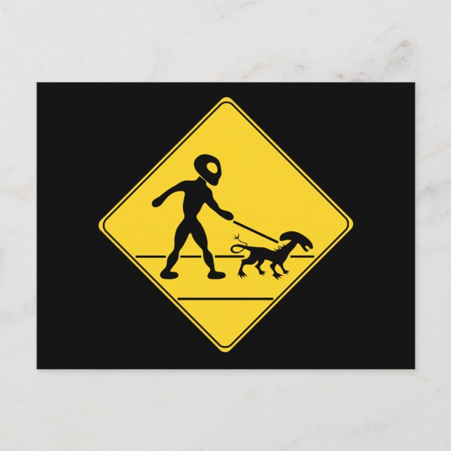 Road Sign- Alien Crossing Postcard (Front)
