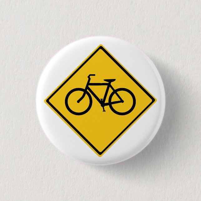 Road Sign Bicycle 1 Inch Round Button (Front)