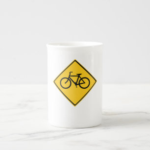 Road Sign Bicycle Bone China Mug