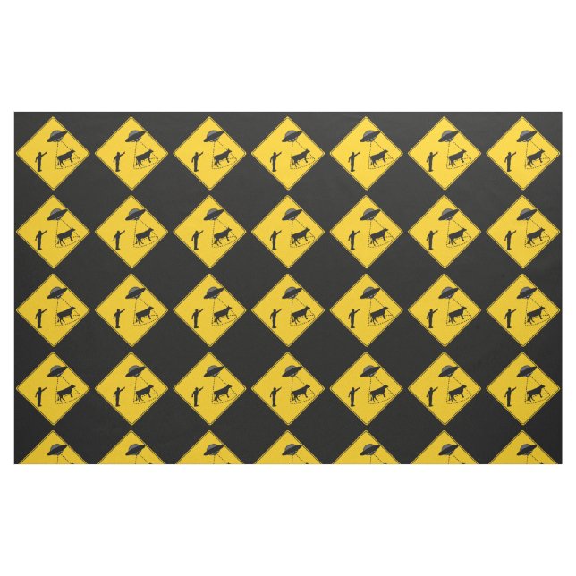 Road Sign- Cow and UFO Fabric (Fat Quarter)