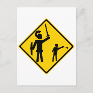 Road Sign David and Goliath Postcard