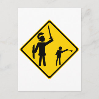Road Sign David and Goliath Postcard