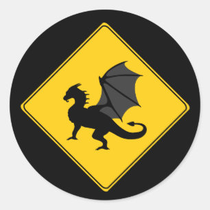 Road Sign- Dragon Sticker