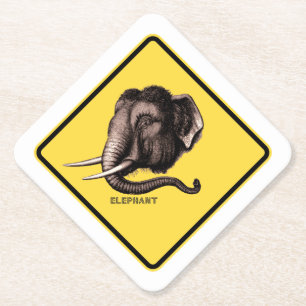 ROAD SIGN ELEPHANT PAPER COASTER