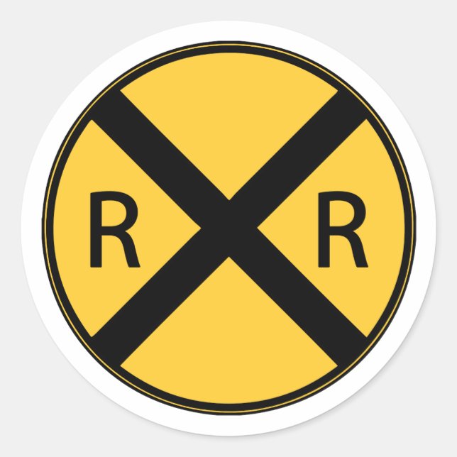 Road Sign Railroad Crossing Classic Round Sticker (Front)