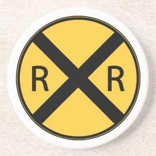 Road Sign Railroad Crossing Coaster