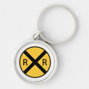 Road Sign Railroad Crossing Keychain