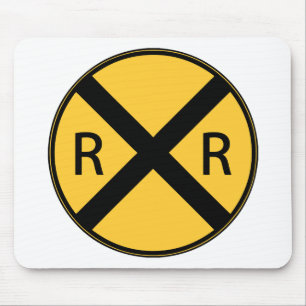 Road Sign Railroad Crossing Mouse Pad