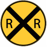 Road Sign Railroad Crossing Photo Sculpture Magnet<br><div class="desc">A classic yellow sign showing a railroad crossing.</div>