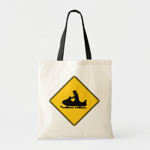 Road Sign- Snowmobile Tote Bag