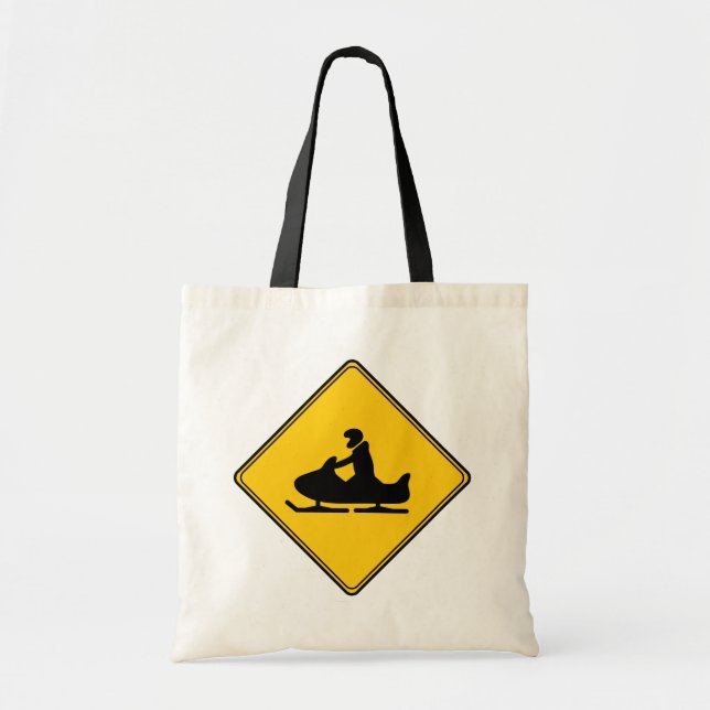 Road Sign- Snowmobile Tote Bag (Front)