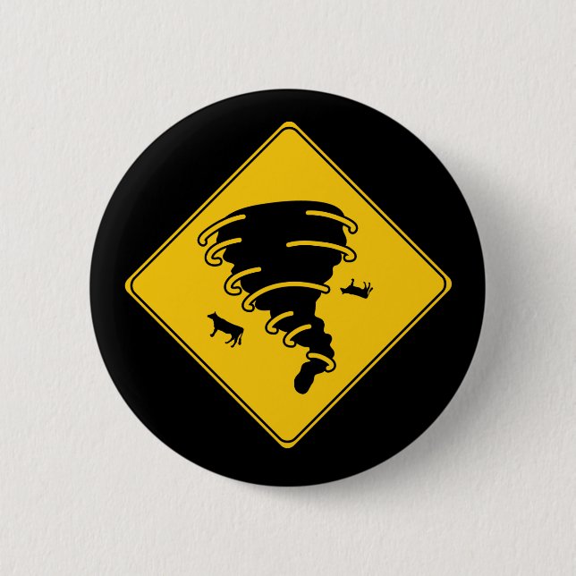 Road Sign- Tornado 2 Inch Round Button (Front)