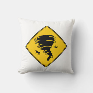 Road Sign- Tornado Throw Pillow