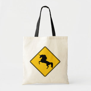 Road Sign Unicorn Tote Bag