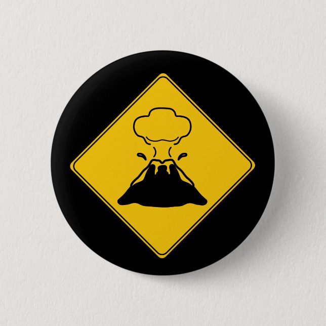 Road Sign- Volcano 2 Inch Round Button (Front)